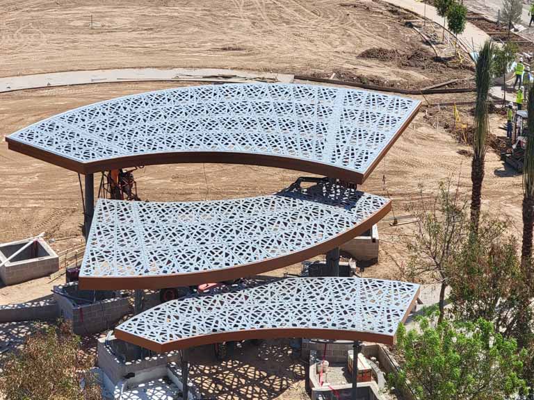 Civic Square Curved Steel Canopies in Goodyear, Arizona
